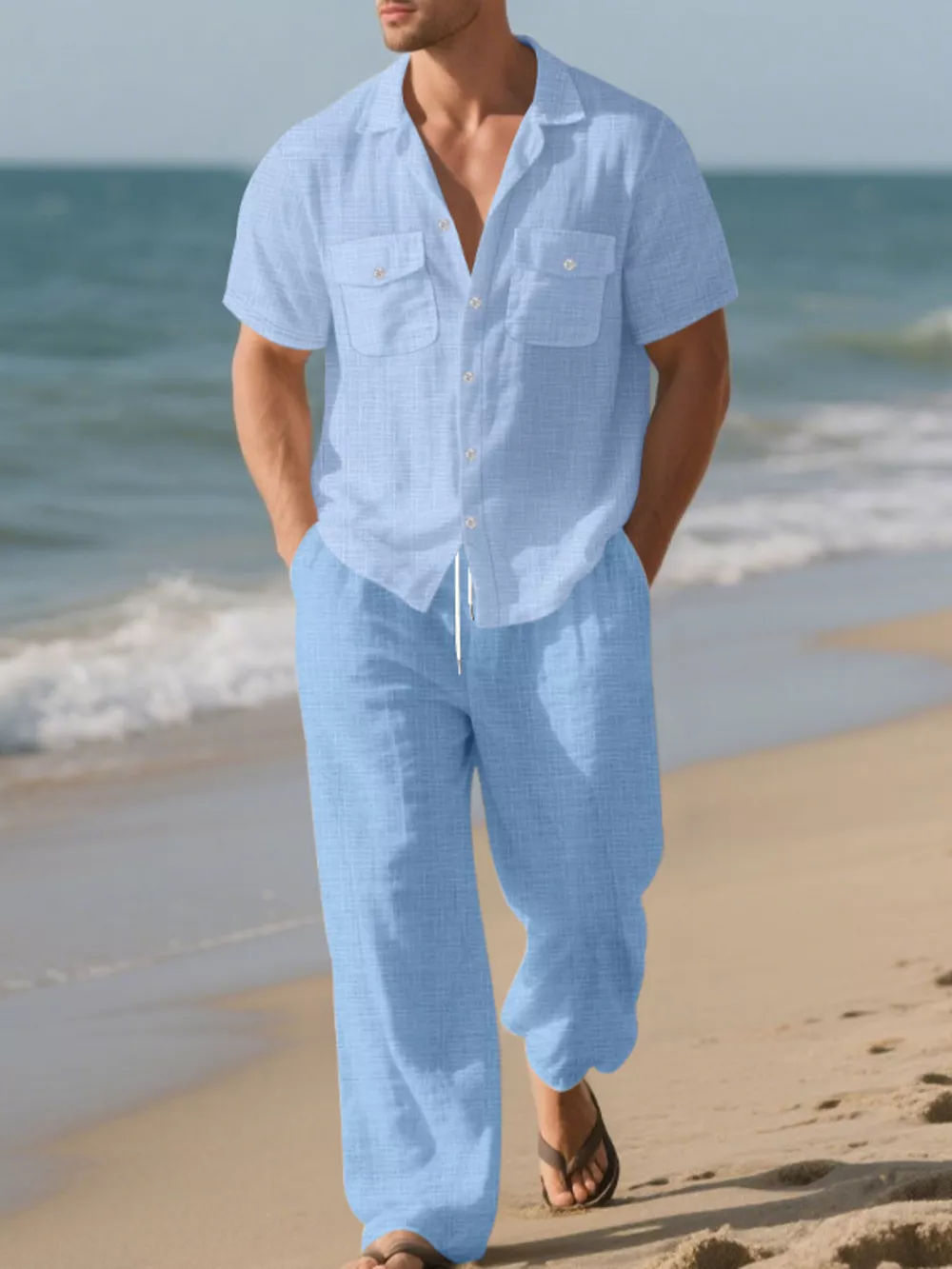 Men's Full Size Casual Button Up Shirt and Pants Set Plus Size, image 6