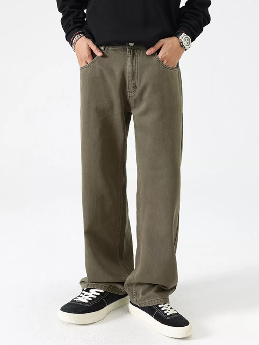 Men's Vintage Wash Wide Leg Jeans, image 18