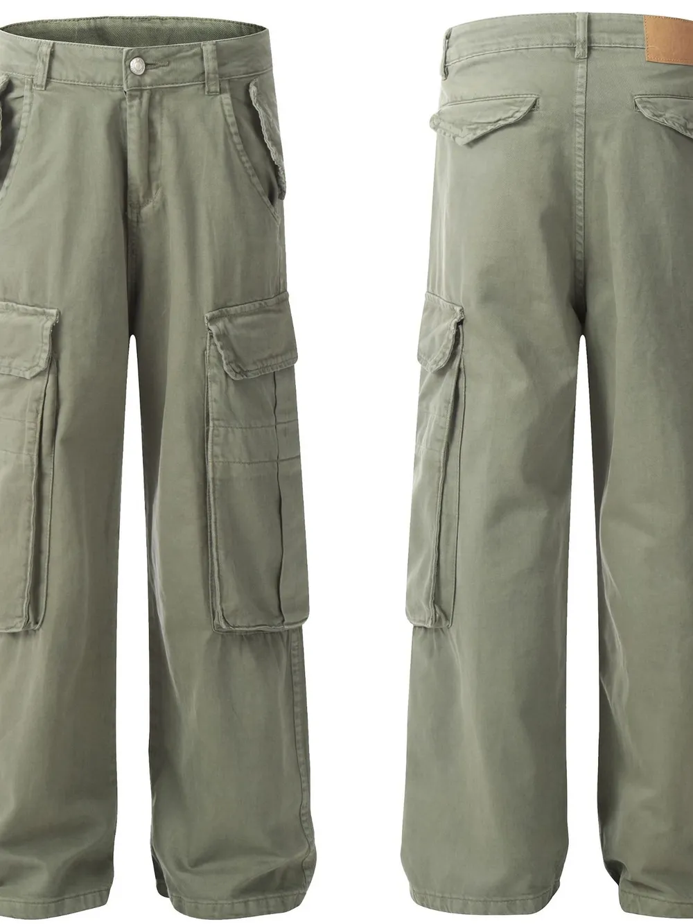 Men's Wide Leg Cargo Jeans with Multi Pockets, image 4