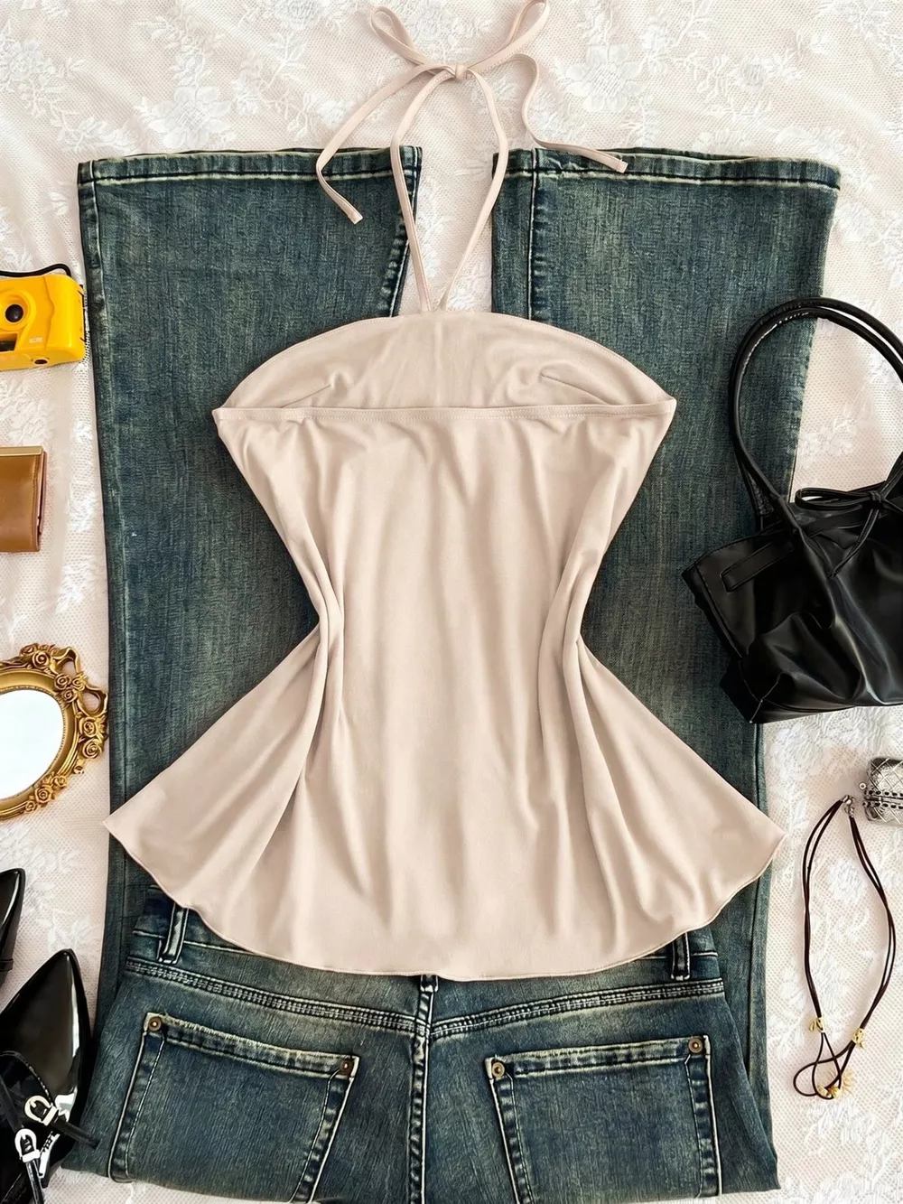 Embellished Front Halter Neck Cami, image 6