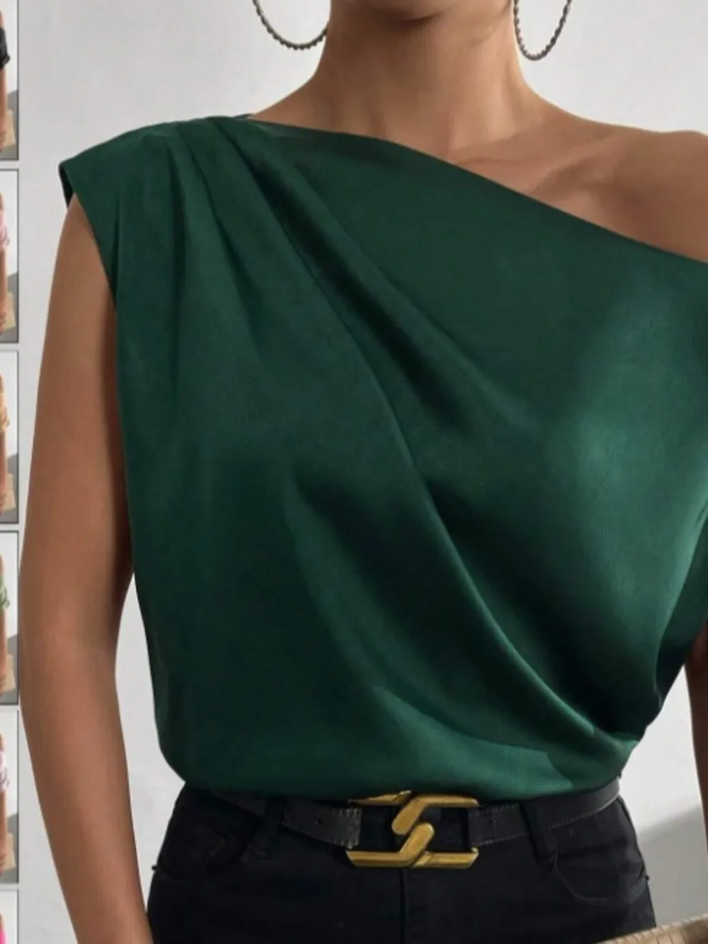 Asymmetrica One-Shoulder Draped Blouse, image 3