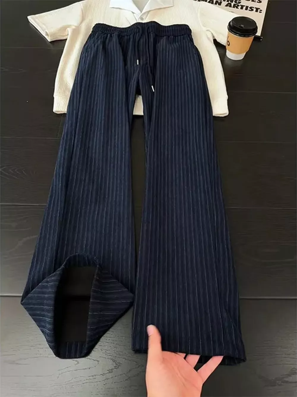 Men's Striped Wide-Leg Casual Pants, image 3