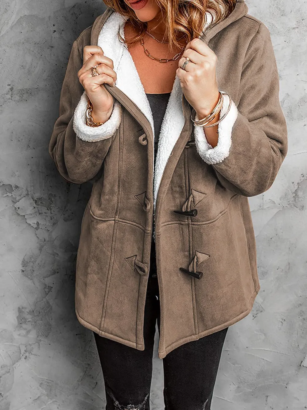 Full Size Cozy Sherpa Lined Toggle Coat with Hood Plus Size, image 24