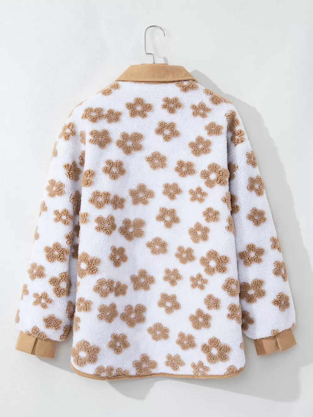 Flower Pattern Button Up Fleece Jacket, image 6