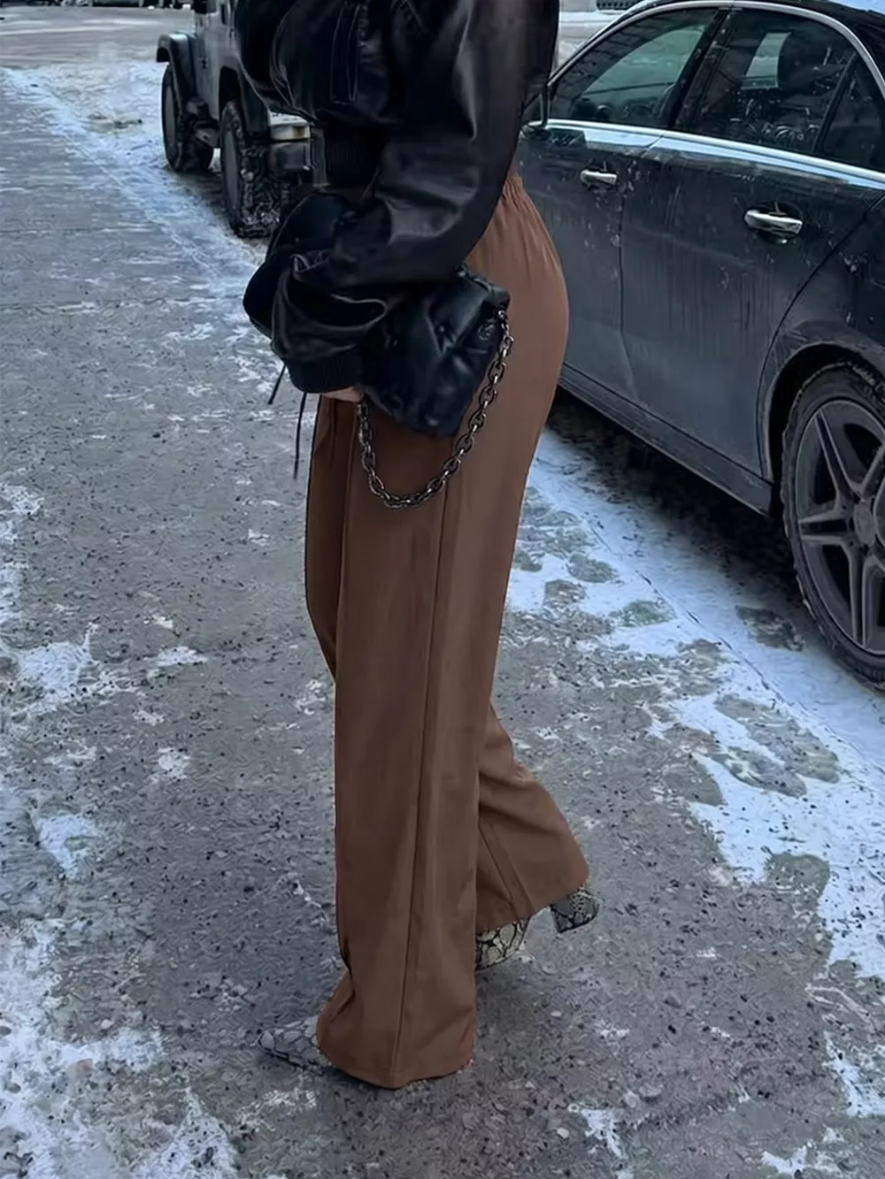 High-Waisted Wide-Leg Drawstring Pants, image 4