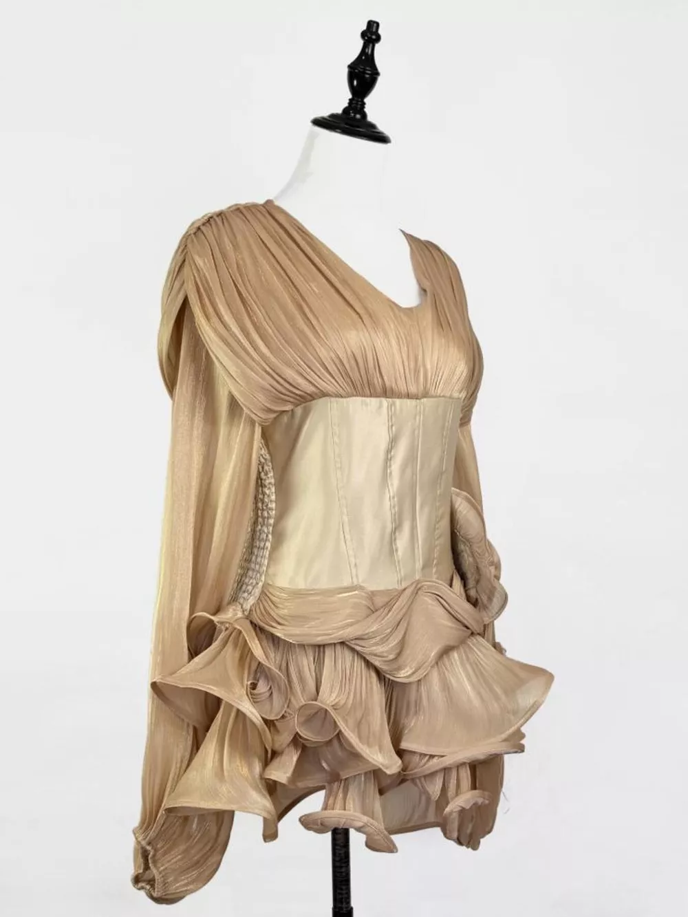 Ruffled Long Sleeve Mini Dress, image 11
