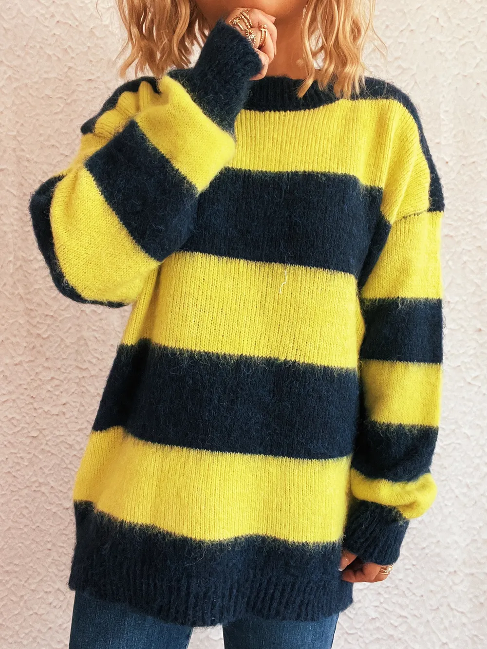 Striped Contrast Long Sleeve Sweater, image 15