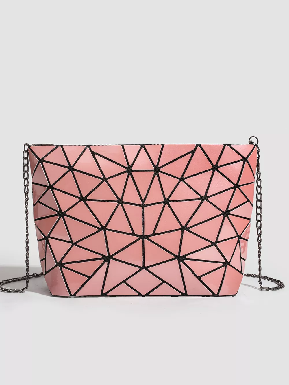 Geometric Metallic Crossbody Bag with Chain Strap, image 7