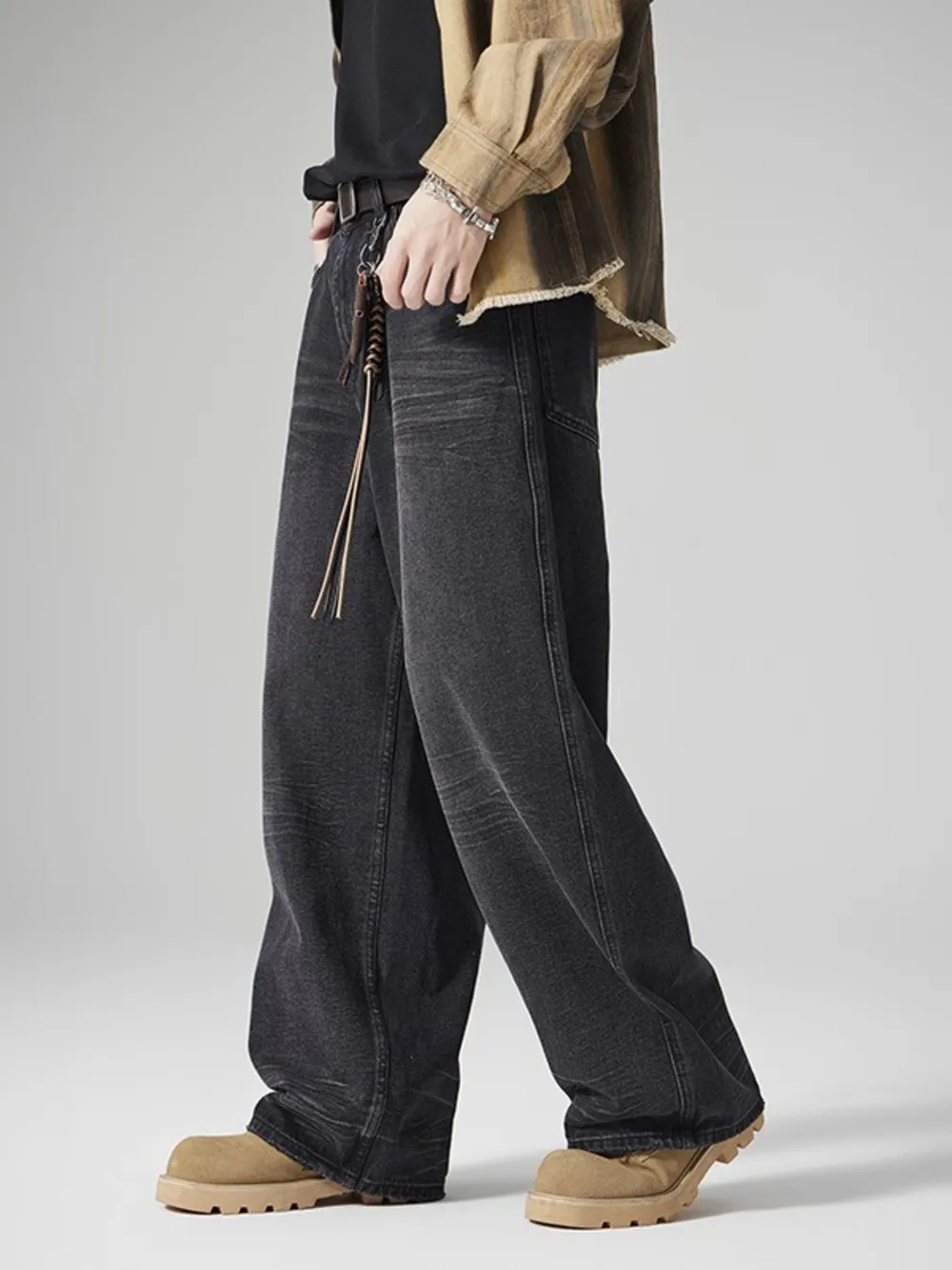 Men's Vintage Wash Loose Fit Jeans, image 3