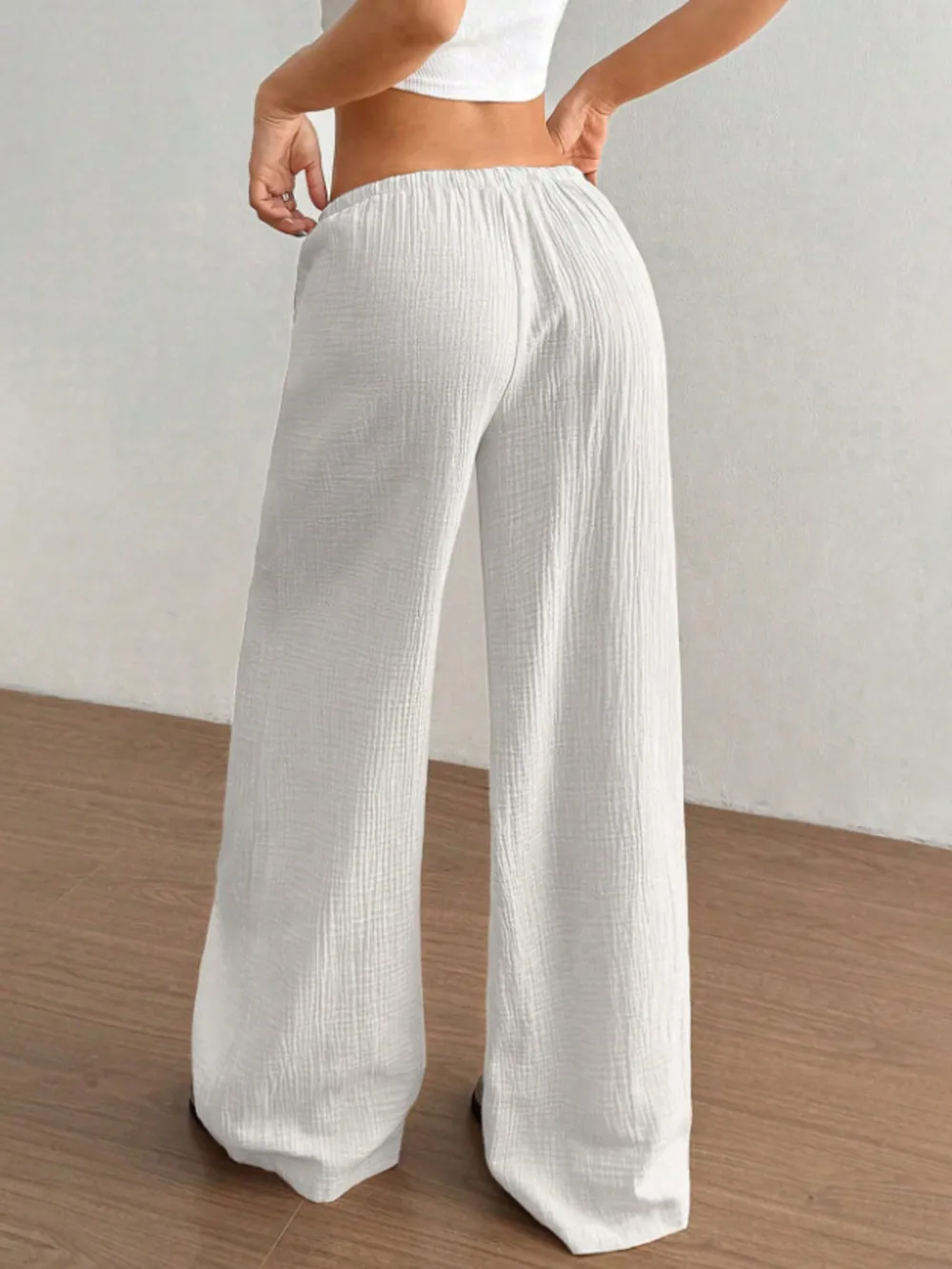 Wide Leg Drawstring Casual Pants, image 21