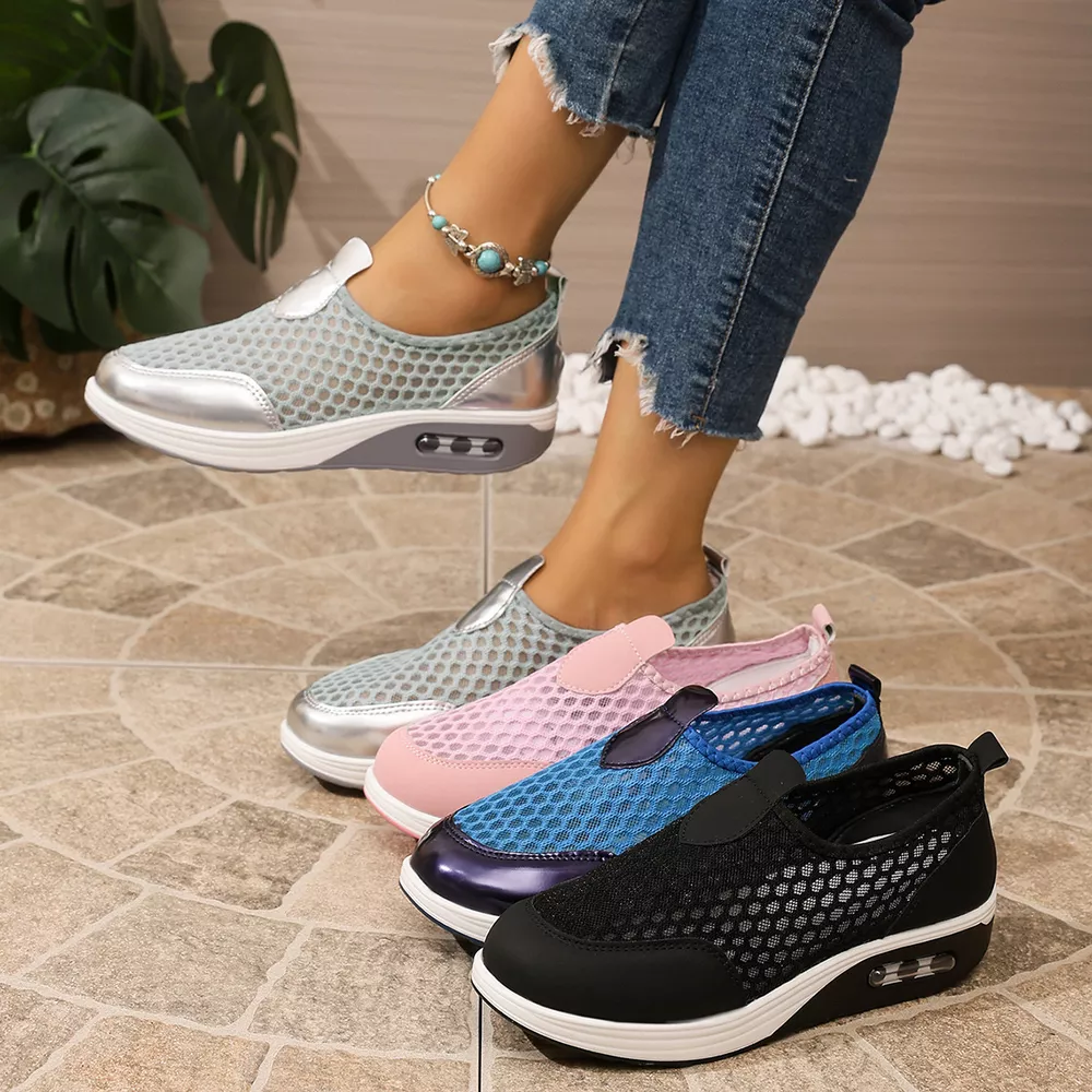 Breathable Mesh Wedge Slip-Ons, image 2