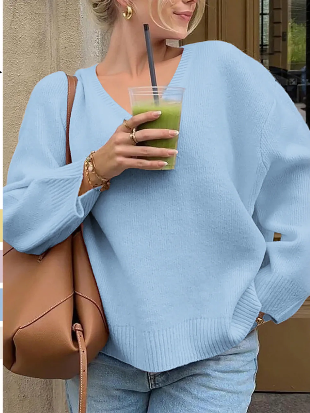 V-Neck Long Sleeve Sweater, image 2