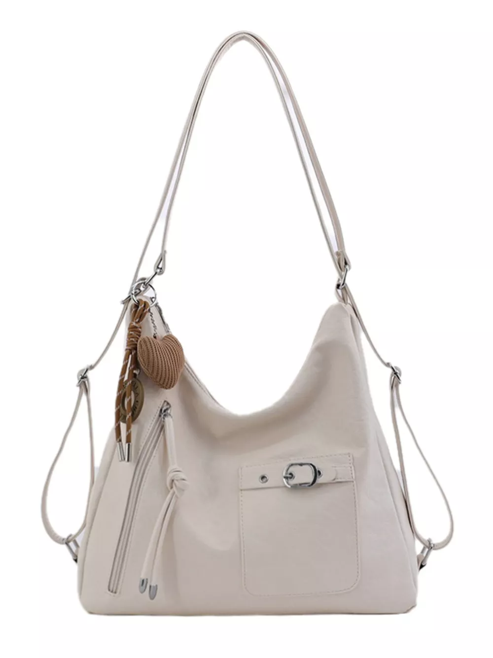 PU Leather Crossbody Bag with Heart Charm, image 4