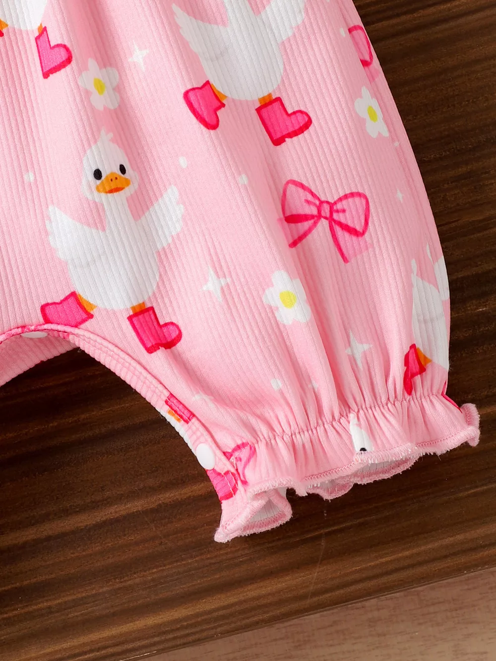 Children's Bow Duck Print Romper with Headband, image 7