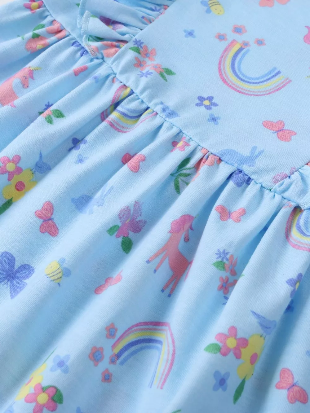 Children's Unicorn Rainbow Print Ruffle Trim Long Sleeve Dress, image 2