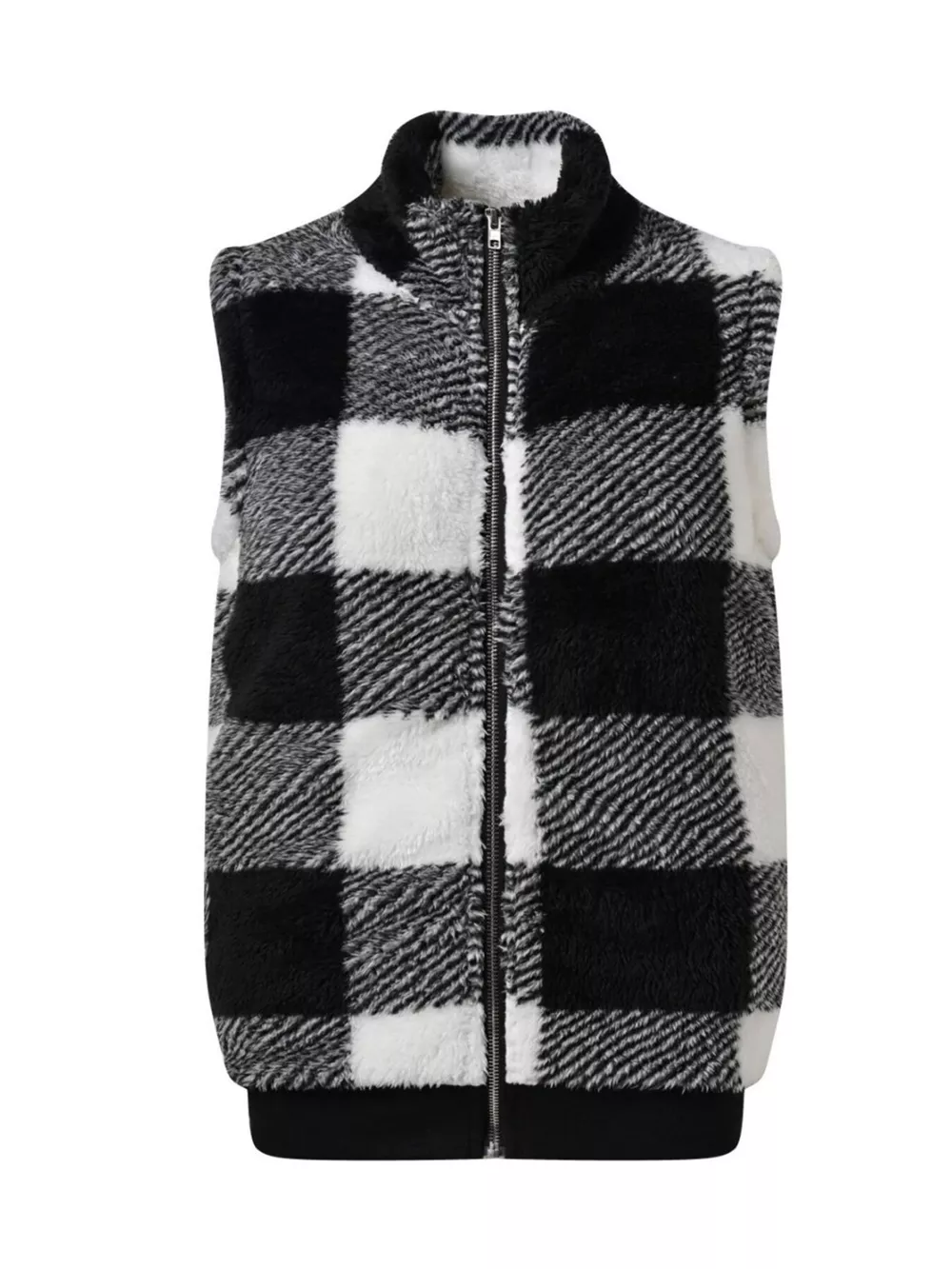 Plus Size Cozy Plaid Fleece Vest Coat, image 3