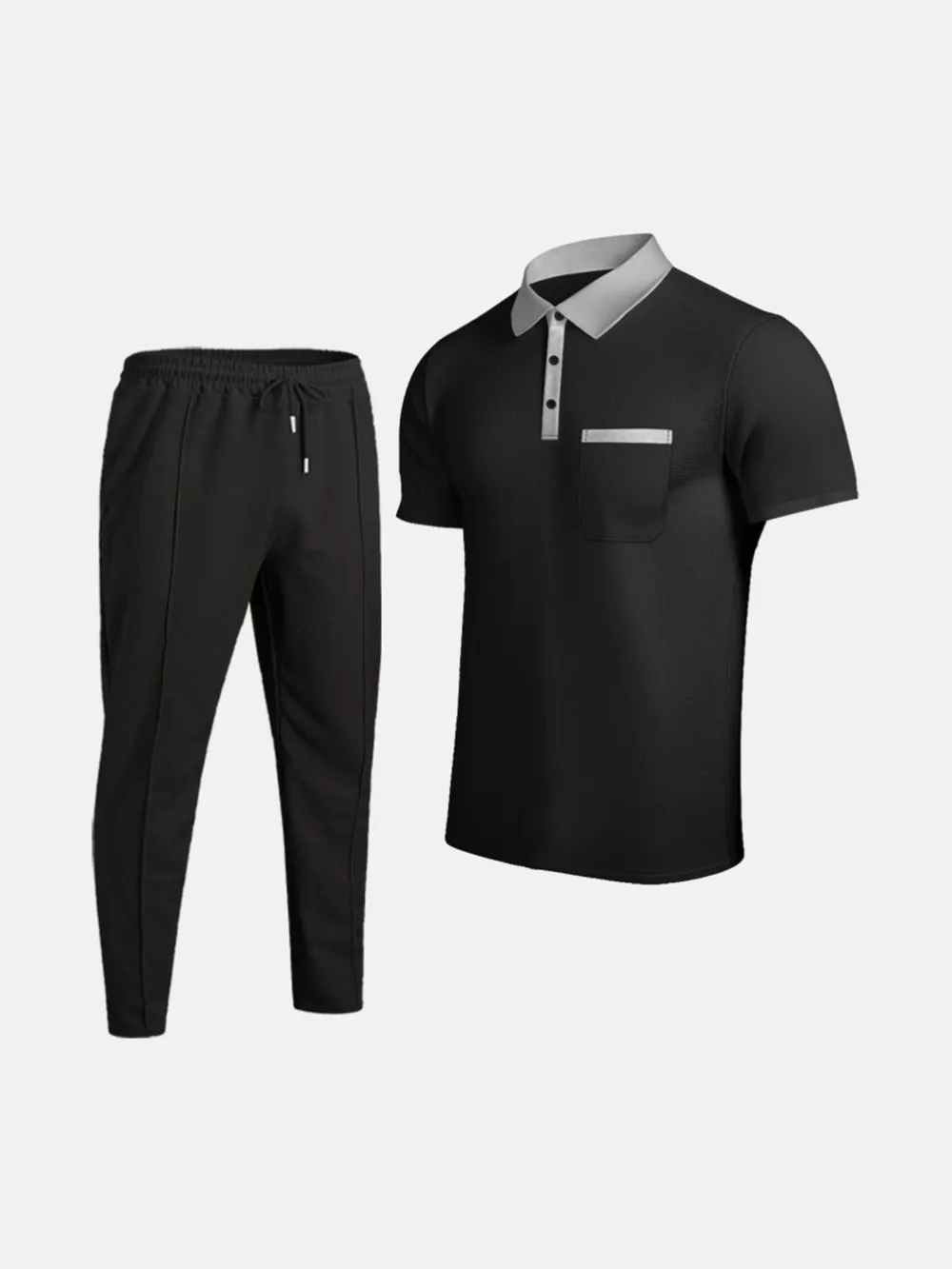 Men's Full Size Short Sleeve Polo and Pants Set Plus Size, image 8