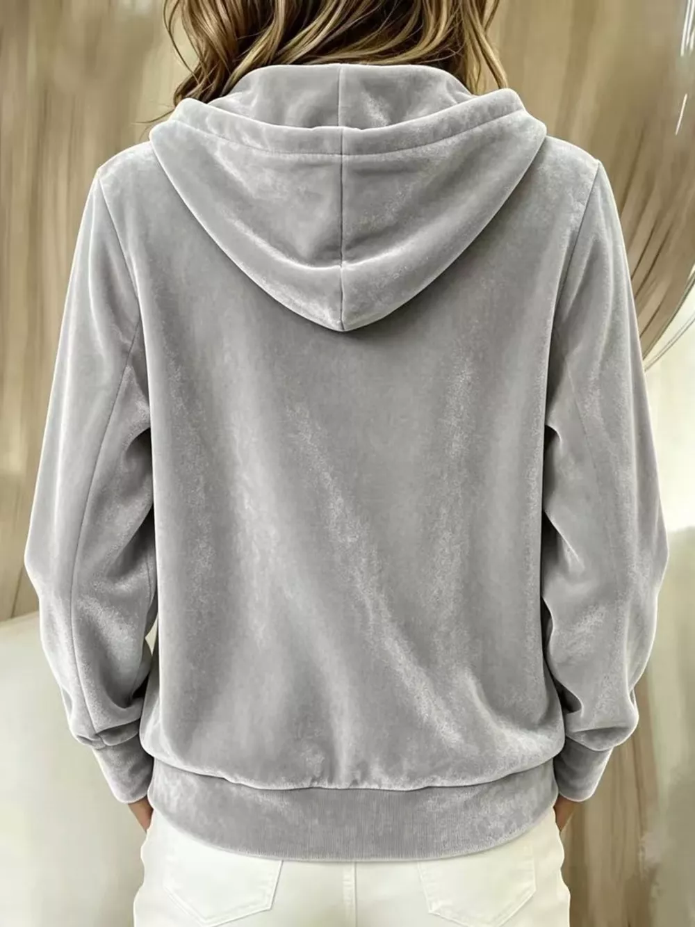 Full Size Velvet Button-Down Hooded Outerwear Plus Size, image 14