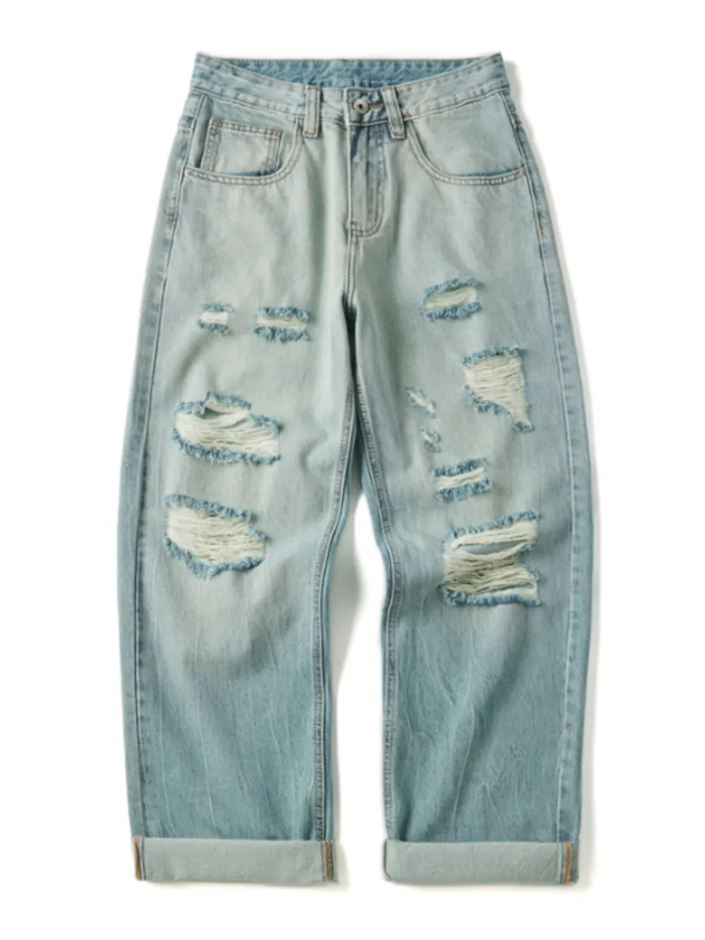 Men's Full Size Distressed Wide Leg Jeans Plus Size, image 3