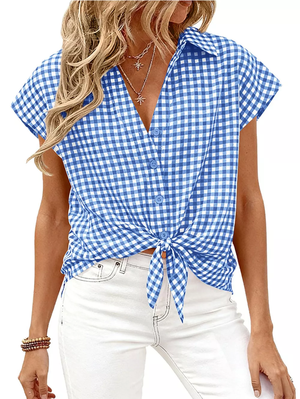Gingham Print Button-Down Shirt, image 3