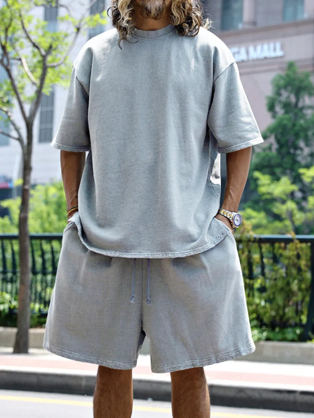 Men's Full Size Round Neck Short Sleeve Top and Shorts Set Plus Size, image 13