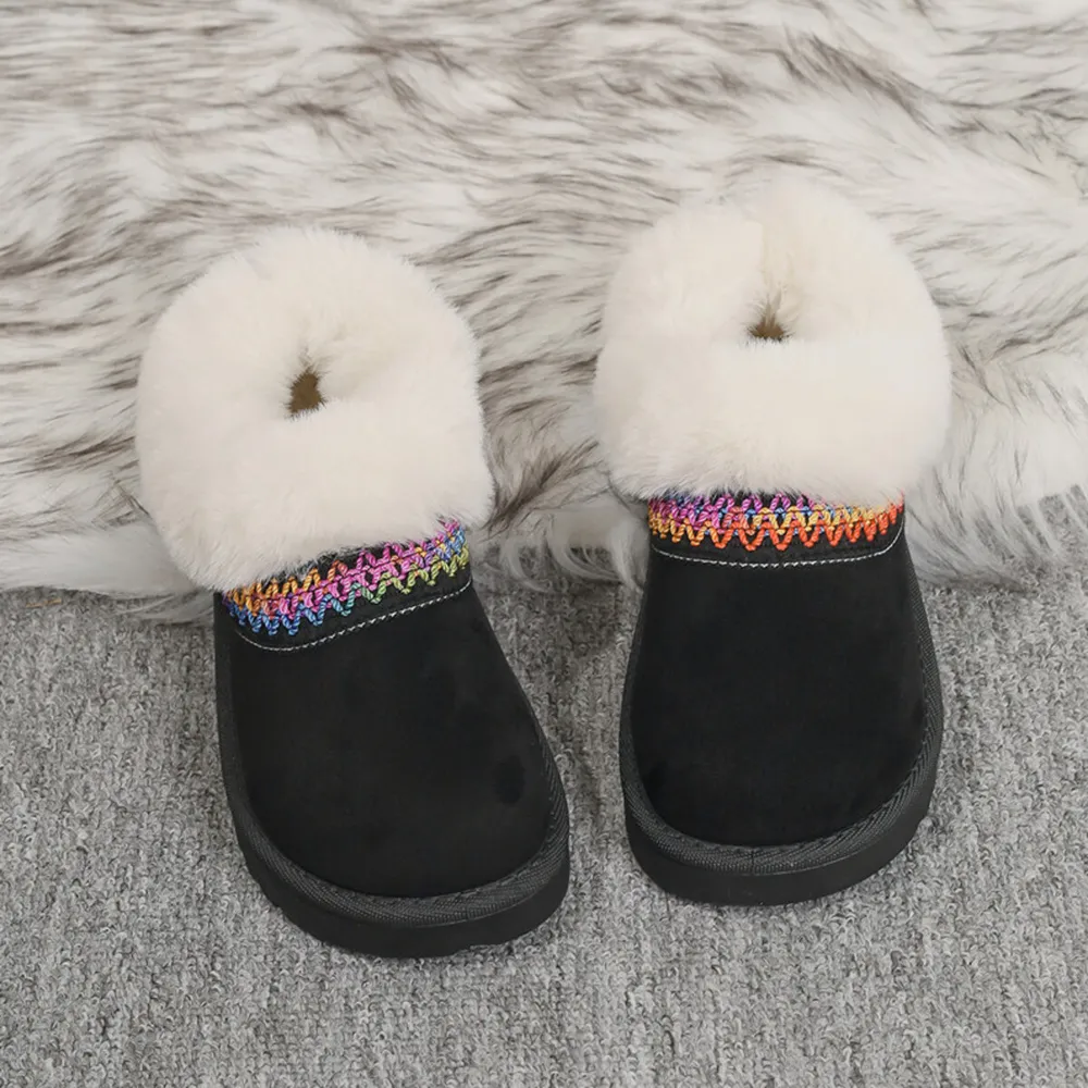 Fur-Lined Platform Boots with Decorative Woven Strap, image 3