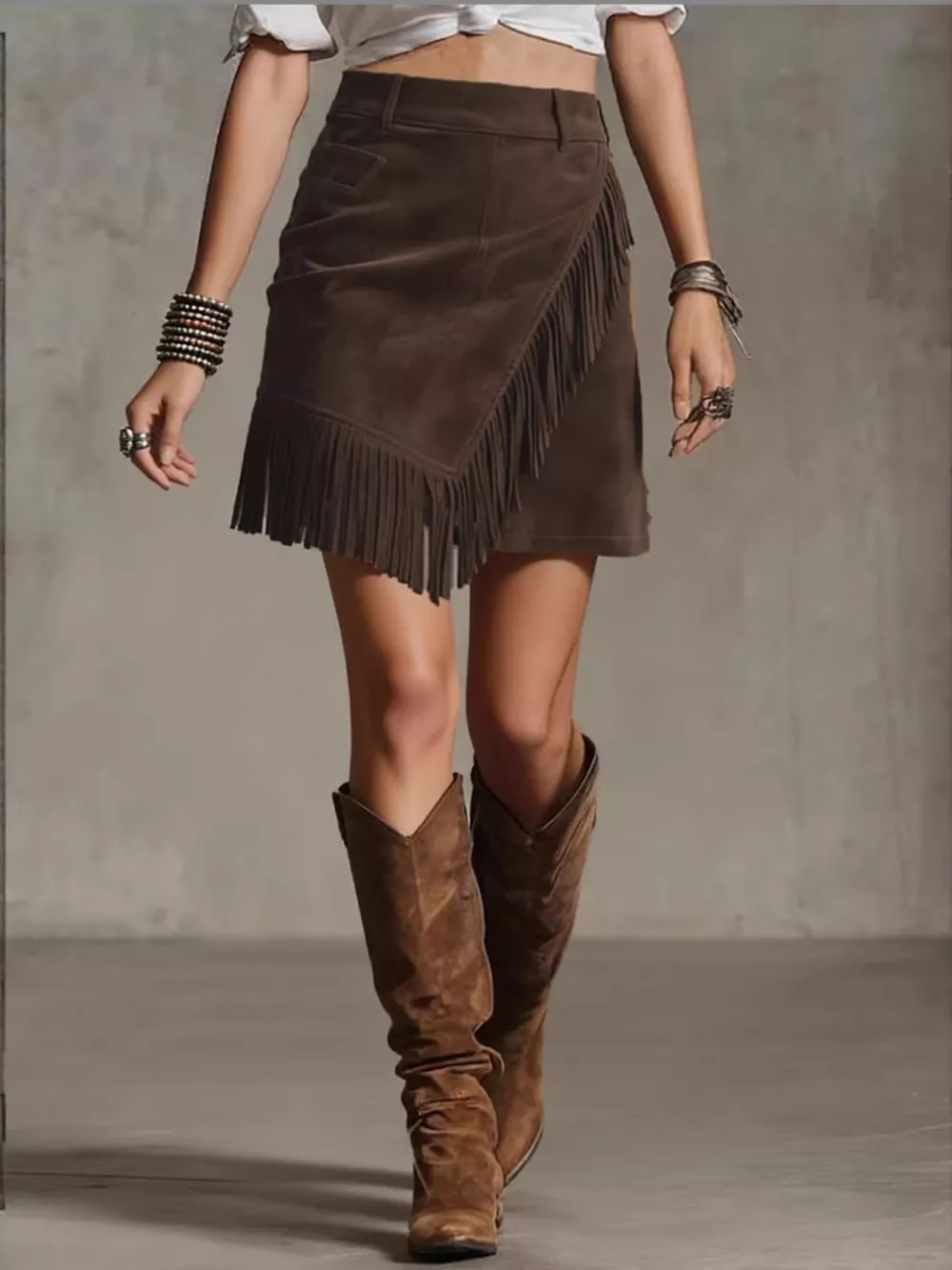 Fringed Wrap Mini Skirt, image 5