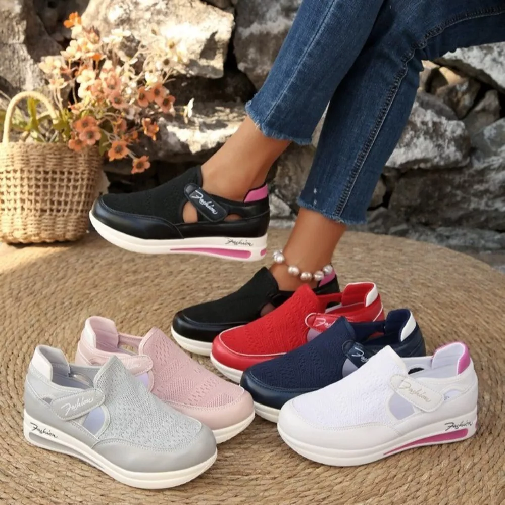Breathable Mesh Wedge Sneakers, image 2