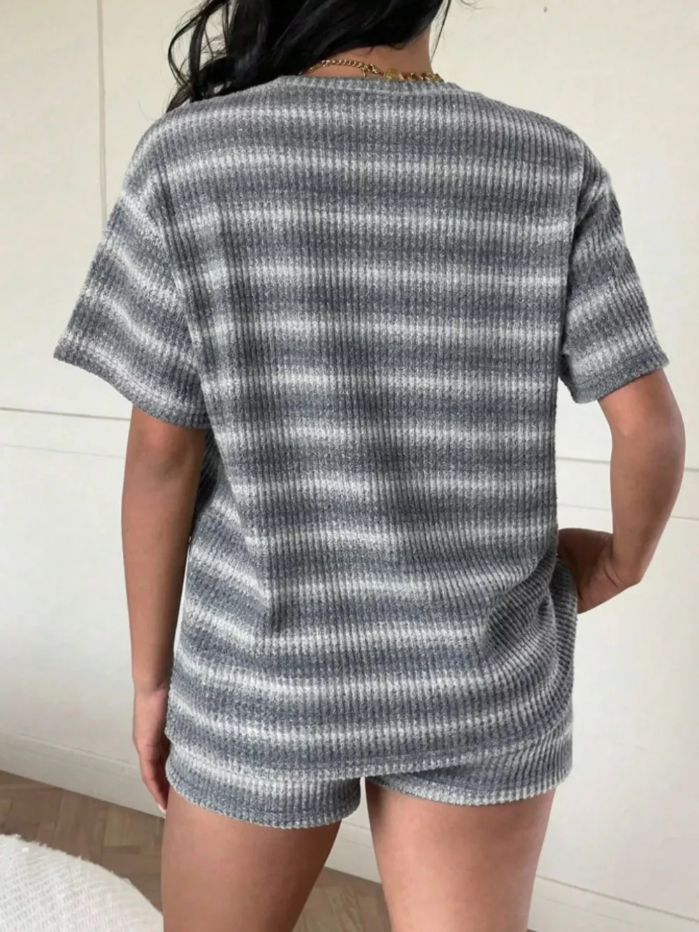 Striped Textured Knit Top and Shorts Set, image 20