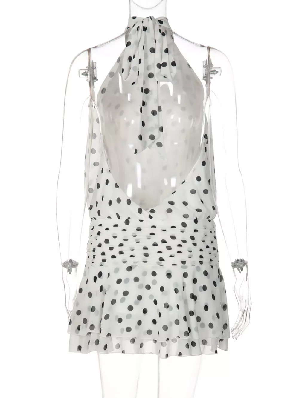 Polka Dot Halter Neck Ruffle Dress, image 13