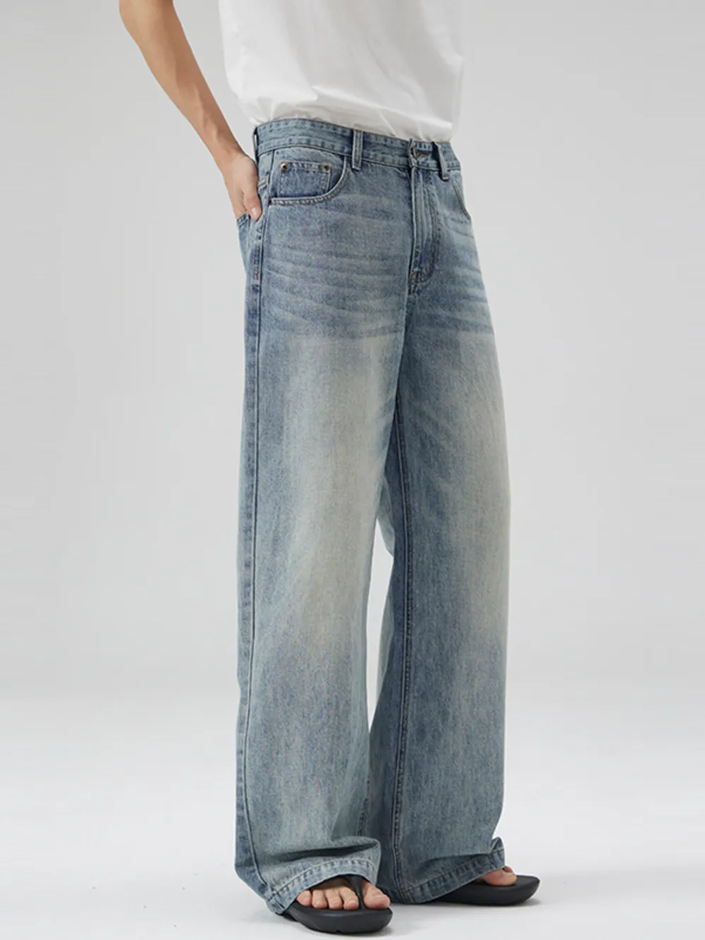 Men's Full Size Washed Wide Leg Jeans Plus Size, image 3