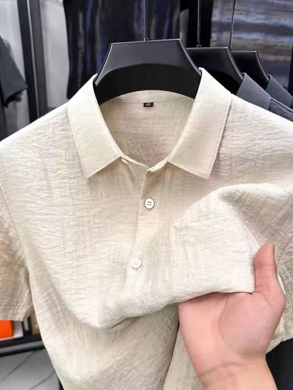 Men's Plus Size Lightweight Textured Short-Sleeve Shirt, image 3