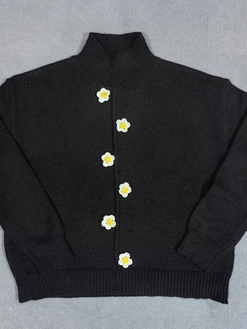 Floral Applique Turtleneck Sweater, image 11