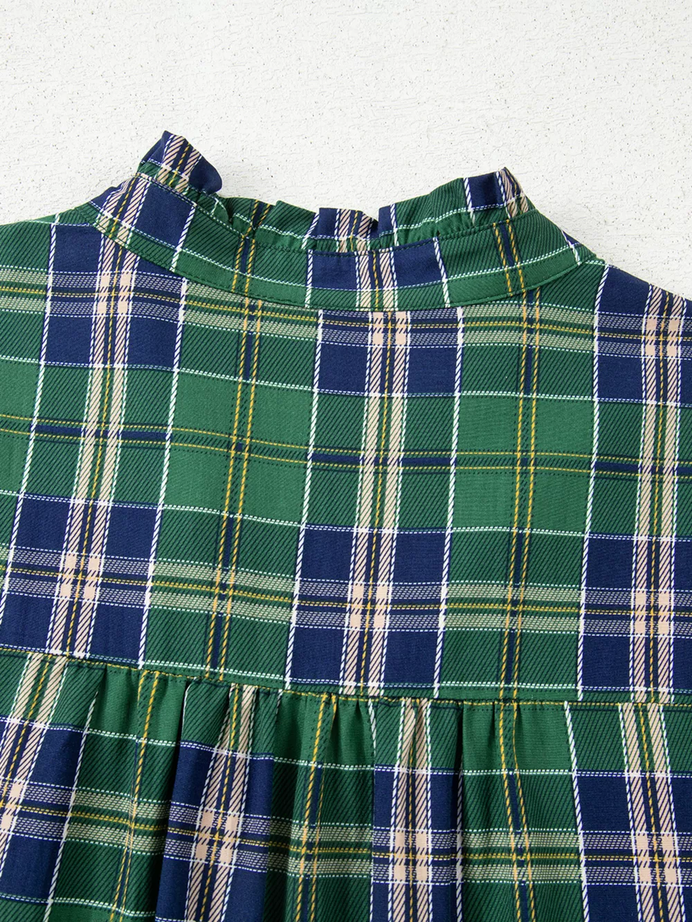 Plaid Frilly Collar Long Sleeve Shift Mini Dress, image 9