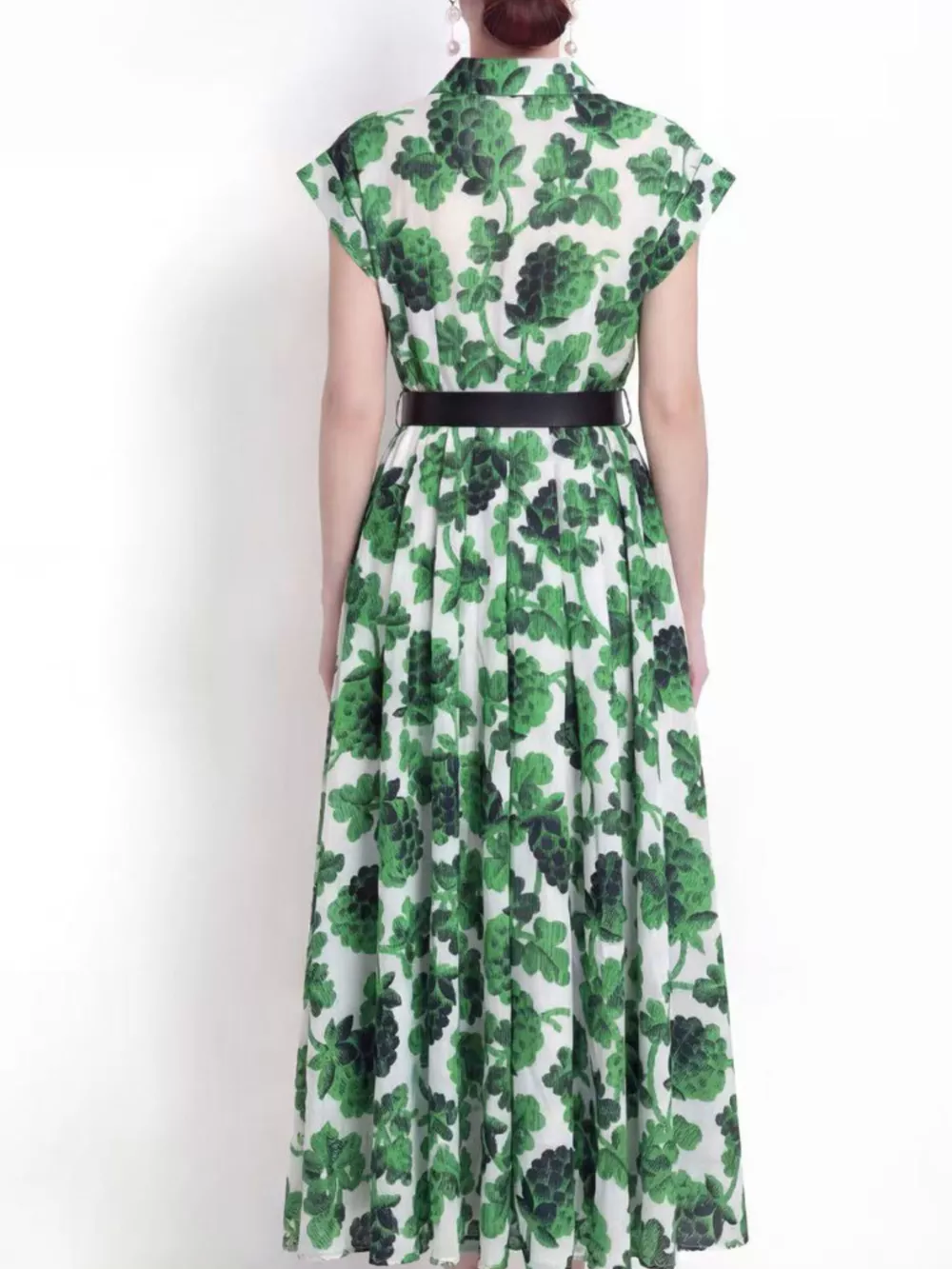 Printed Button Front Cap Sleeve Dress, image 3