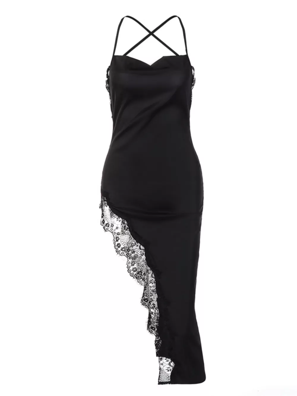 Lace Detail Split Spaghetti Strap Dress, image 6