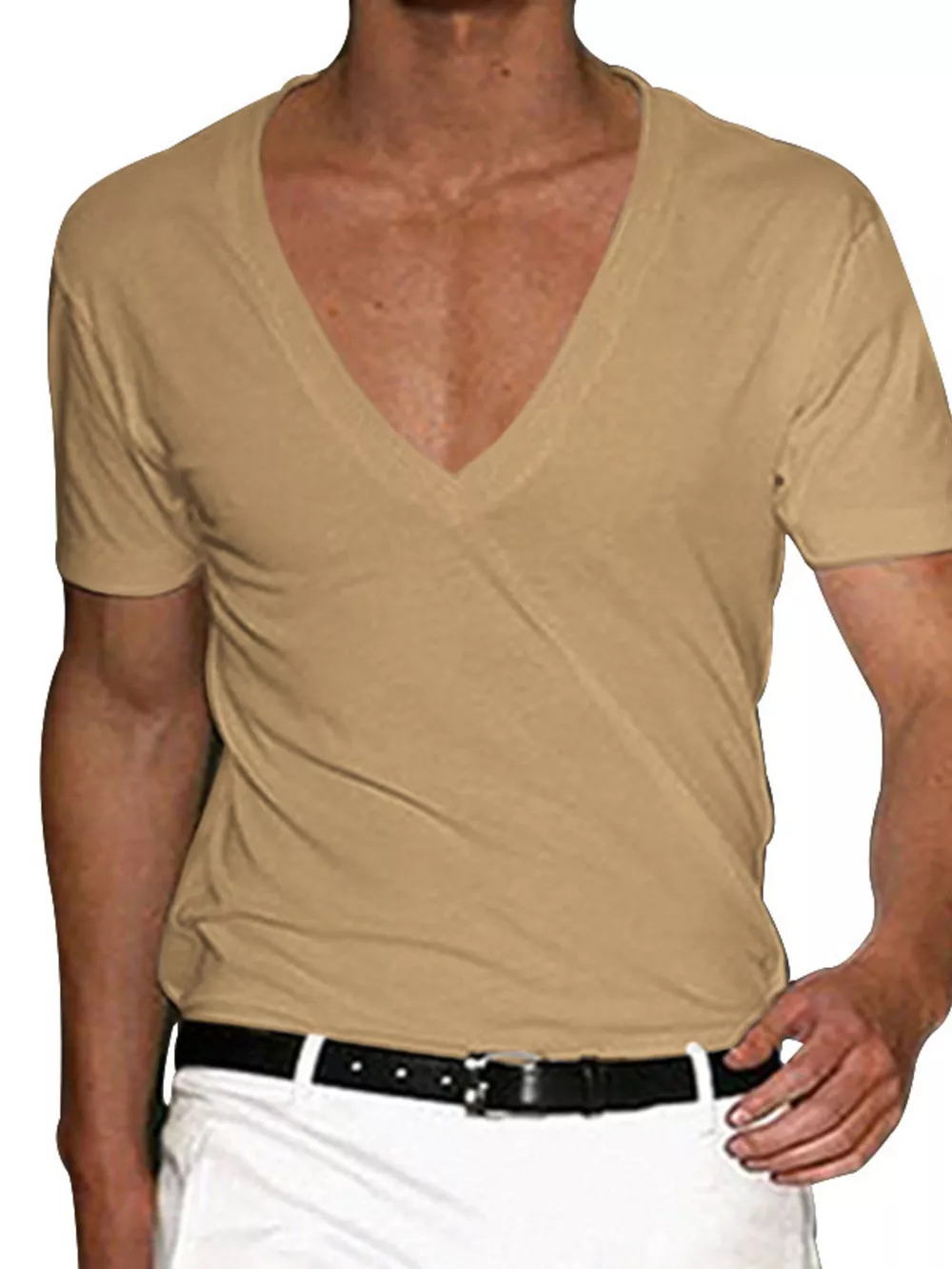 Men's Plus Size Deep V-Neck Slim Fit T-Shirt, image 6