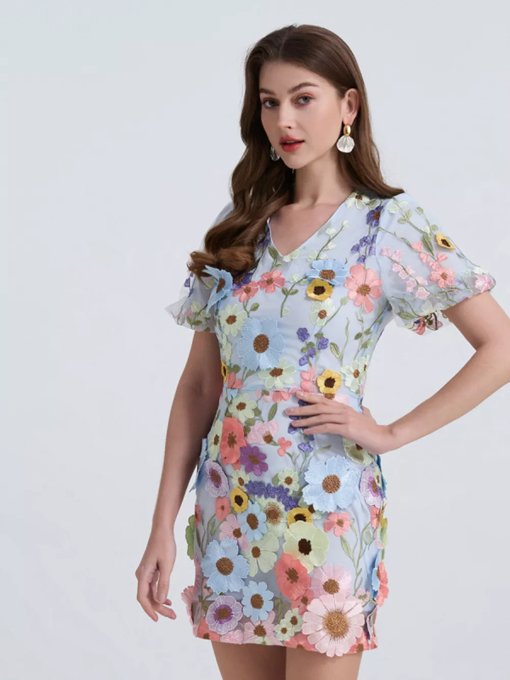 Floral Puff Sleeve Mini Dress, image 11