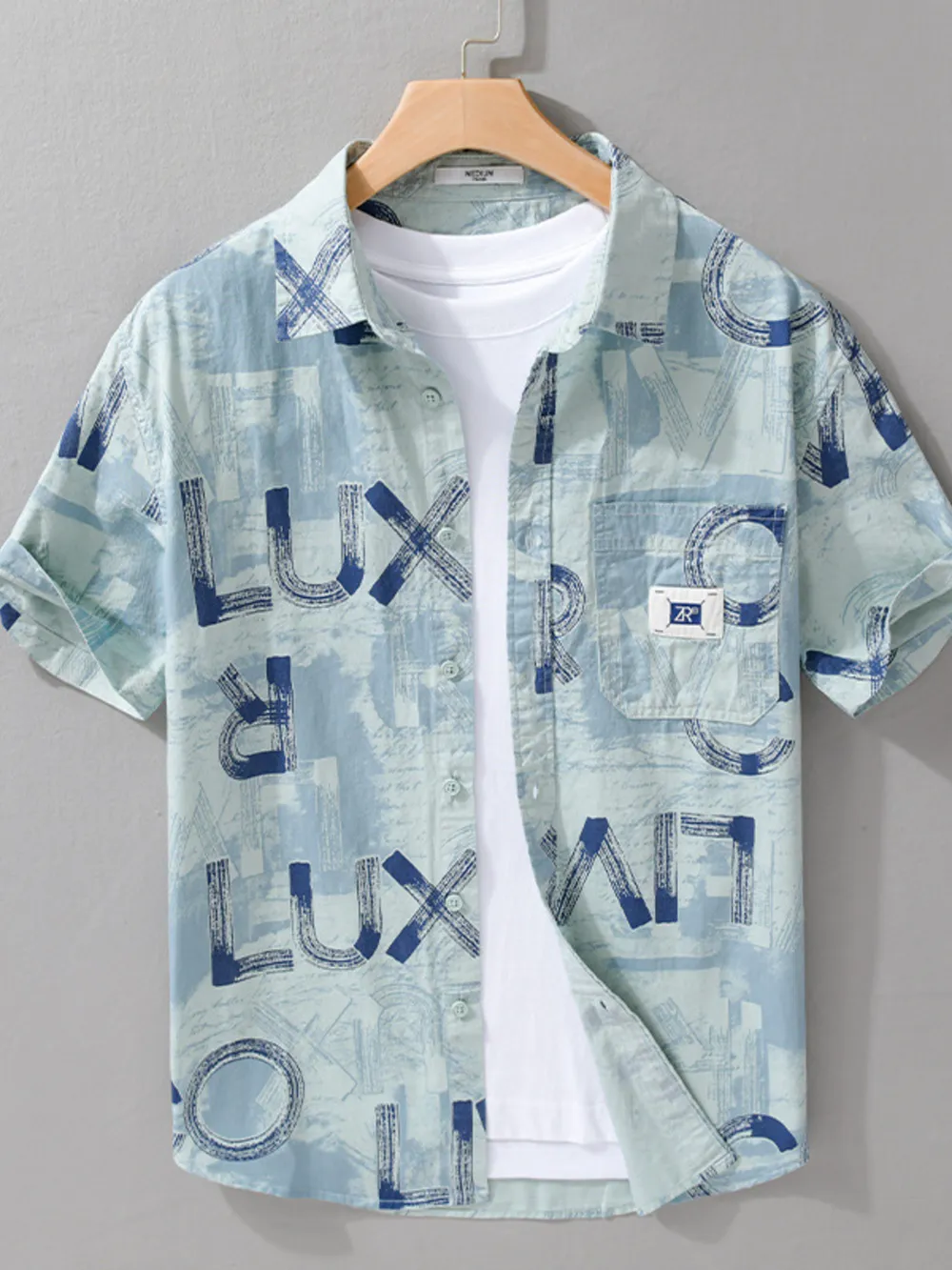 Men's Plus Size Printed Button Up Short Sleeve Shirt, image 4