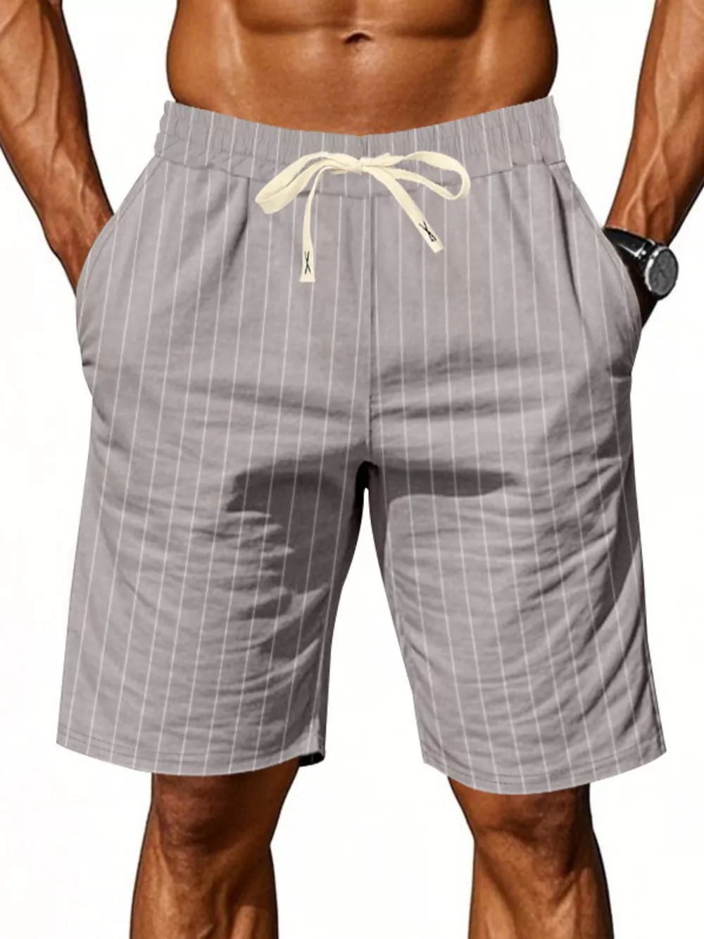 Men's Full Size Striped Drawstring Casual Shorts Plus Size, image 10