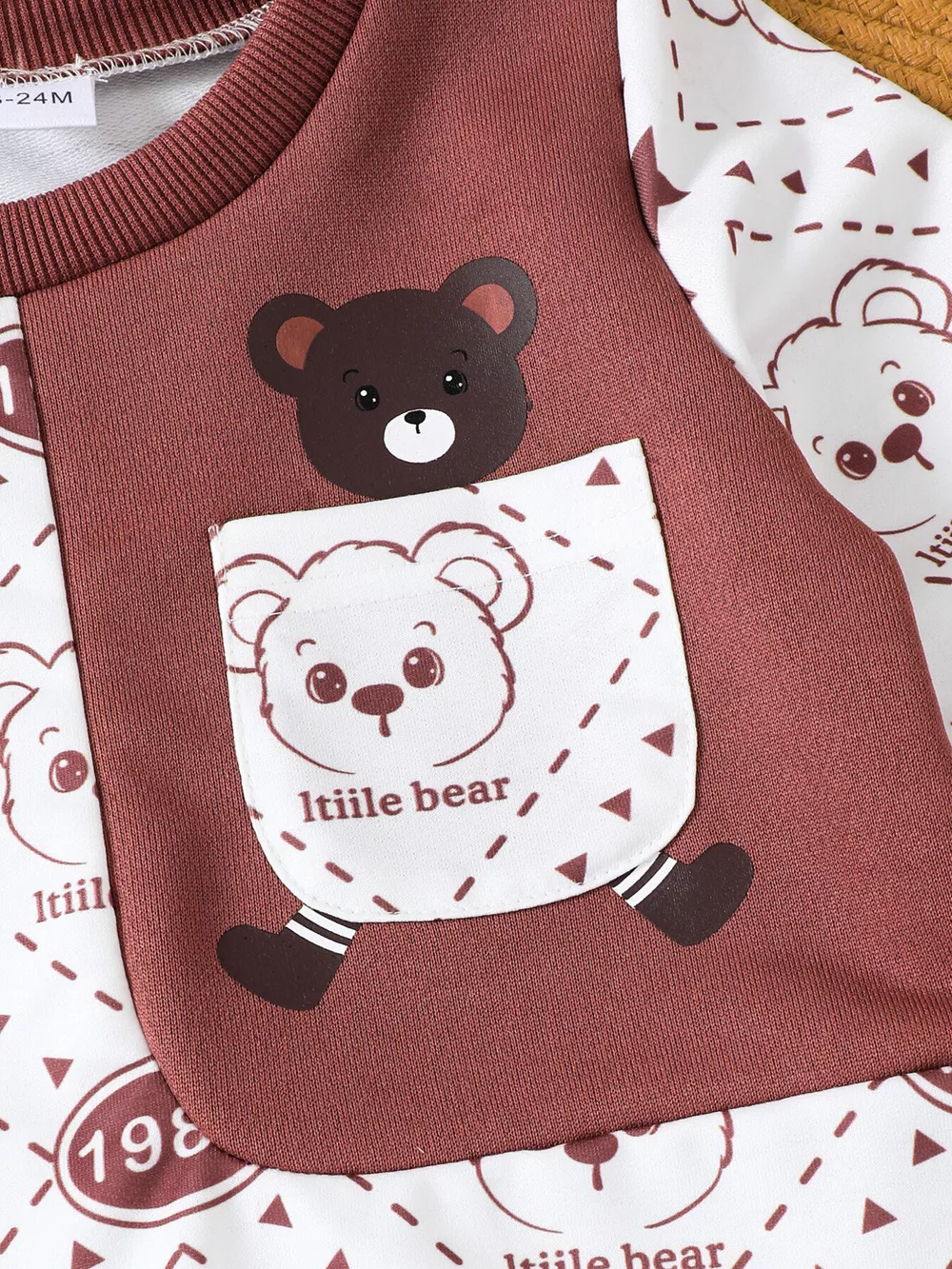 Children's Bear Print Long Sleeve Sweatshirt and Pants Set, image 2