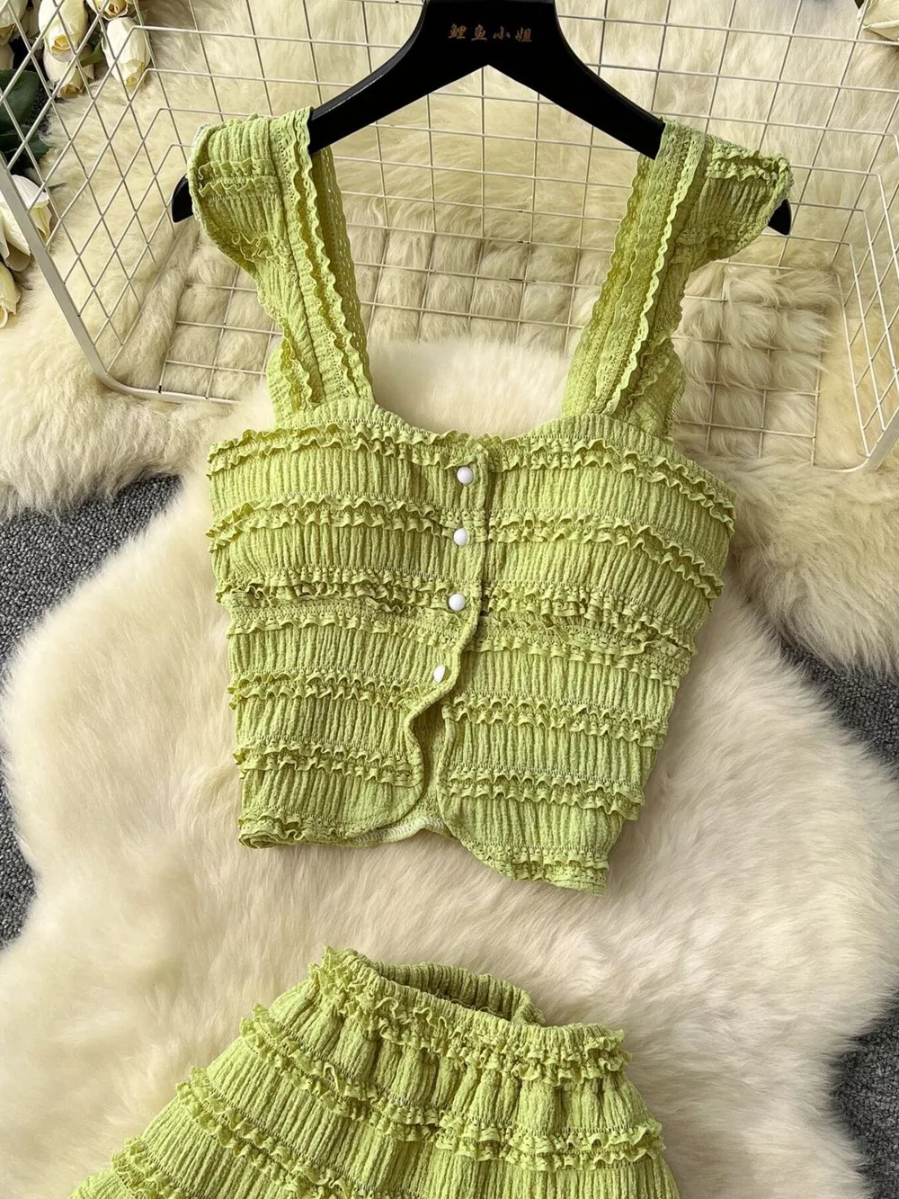Textured Crop Top and Tiered Skirt Set, image 20