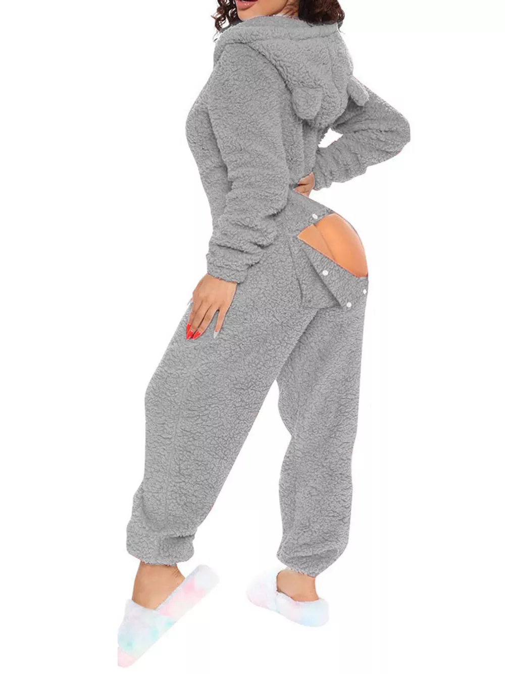 Fleece Hooded Open Back Jumpsuit, image 13