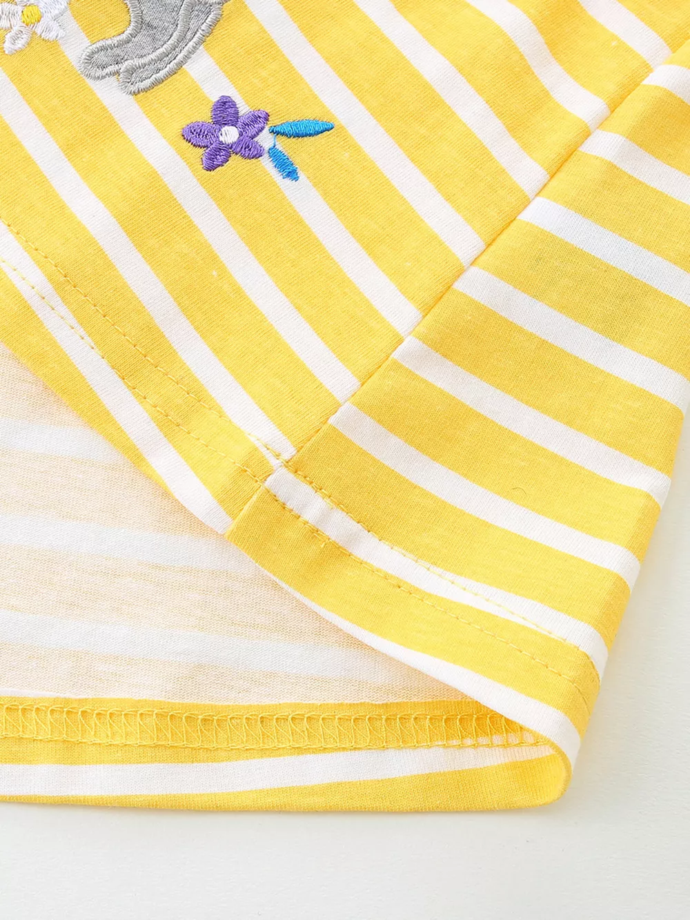 Children's Striped Bunny Embroidered Button-Front Dress, image 4