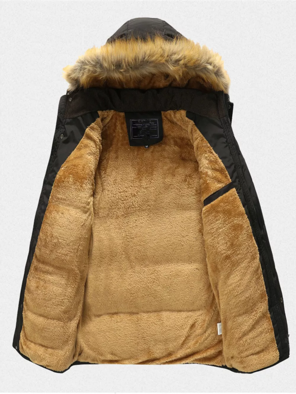 Men's Plus Size Fur Hooded Winter Parka Jacket, image 2