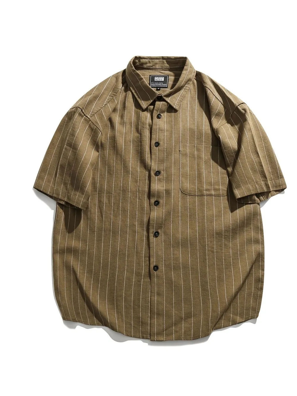 Men's Striped Button Up Short Sleeve Shirt, image 4