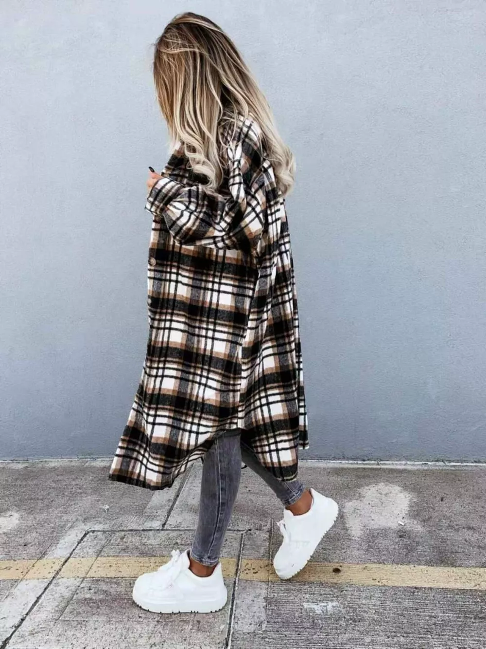 Plaid Button Up Longline Shacket, image 16