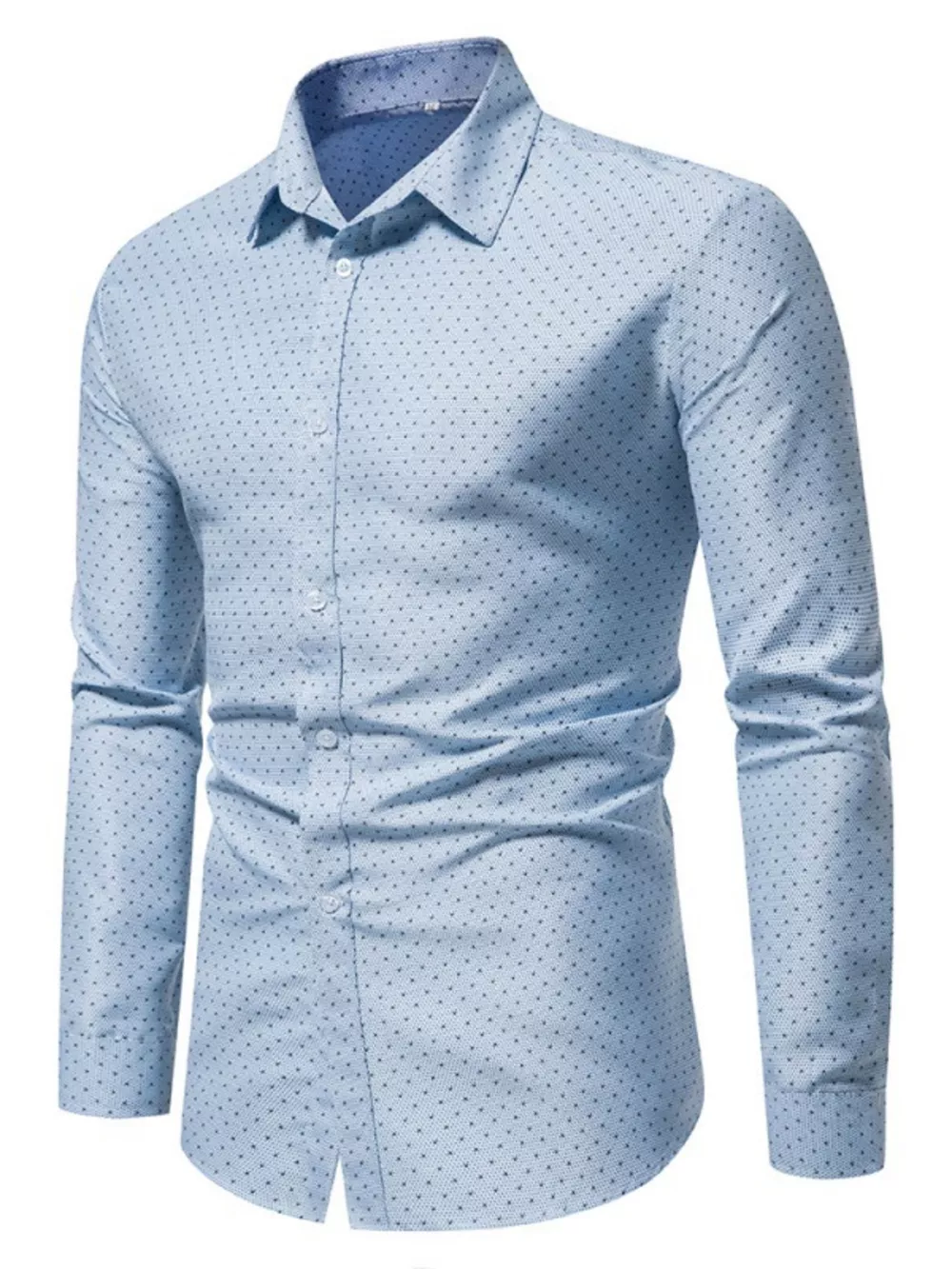 Men's Slim Fit Dotted Pattern Long Sleeve Shirt, image 12