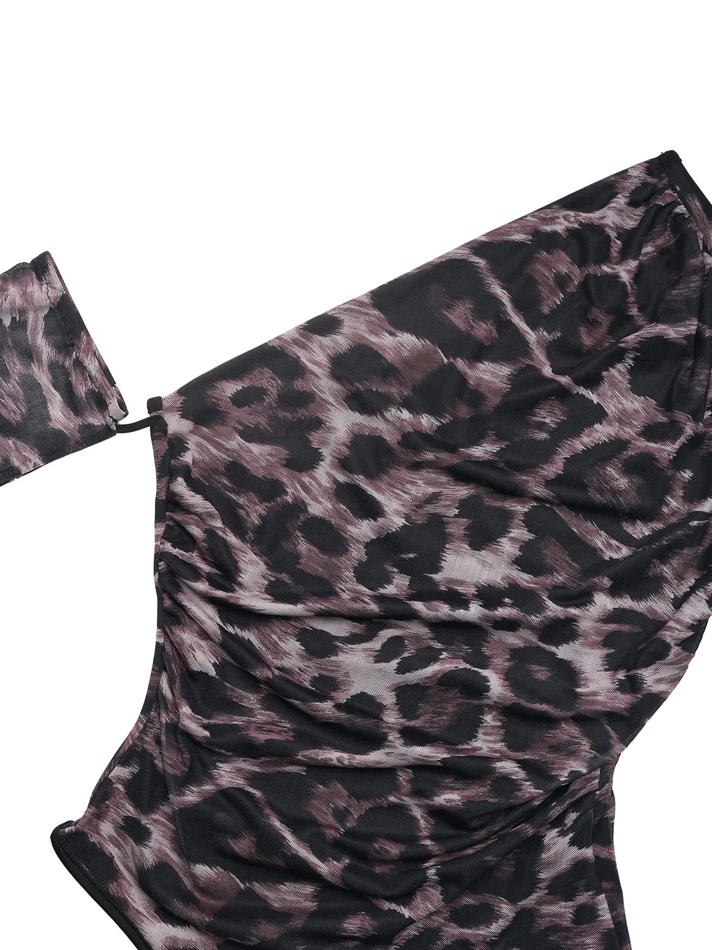 Leopard Print One Shoulder Long Sleeve Bodysuit, image 10