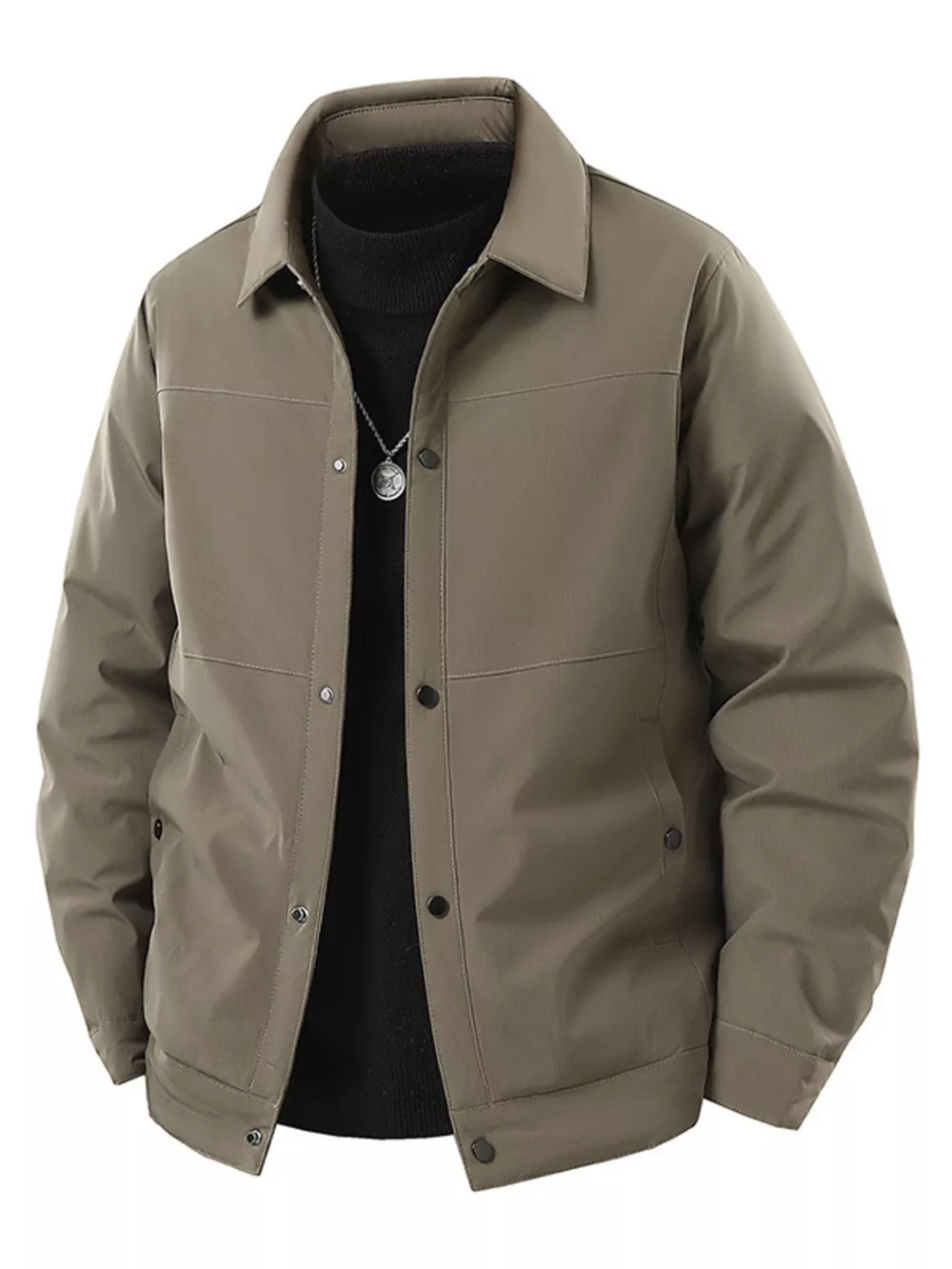 Men's Plus Size Snap Down Long Sleeve Jacket, image 2
